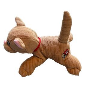 Vintage 1985 Tonka Pound Purries Tan Cat with Stripes Red Collar 6" Cat